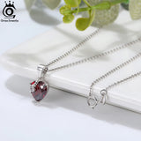 925 Silver Birthstone Heart Pendant Necklace Zirconia Jewelry for Women