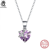 925 Silver Birthstone Heart Pendant Necklace Zirconia Jewelry for Women