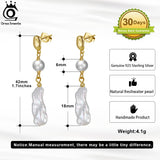 925 Silver 14K Baroque Pearl Dangle Earrings GPE18