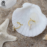925 Silver 14K Geometry Pearl Earrings w/ 3 Freshwater Baroque Pearl GPE38
