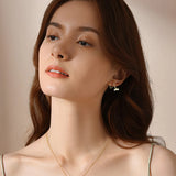 925 Silver 14K Geometry Pearl Earrings w/ 3 Freshwater Baroque Pearl GPE38