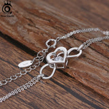 925 Silver 14K Infinity Bracelet with Heart for Women Girls