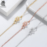 925 Silver 14K Infinity Bracelet with Heart for Women Girls