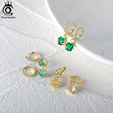 925 Silver Earrings 14K Plated CZ Party Jewelry EQE42