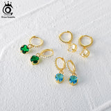 925 Silver Earrings 14K Plated CZ Party Jewelry EQE42