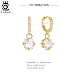 925 Silver Earrings 14K Plated CZ Party Jewelry EQE42