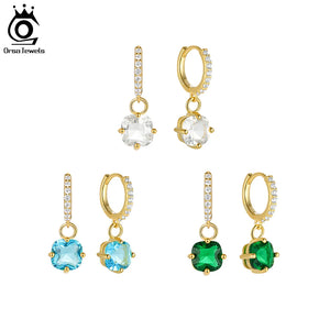 925 Silver Earrings 14K Plated CZ Party Jewelry EQE42