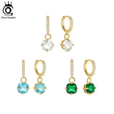 925 Silver Earrings 14K Plated CZ Party Jewelry EQE42