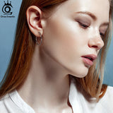 925 Silver Bohemian Round Ear Buckle for Women Hoop Earring APE34