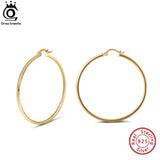 925 Silver Bohemian Round Ear Buckle for Women Hoop Earring APE34