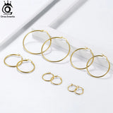 925 Silver Bohemian Round Ear Buckle for Women Hoop Earring APE34