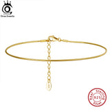 925 Silver 1mm Snake Chain Anklet 14K Plated Ankle Jewelry for Women