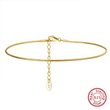 925 Silver 1mm Snake Chain Anklet 14K Plated Ankle Jewelry for Women