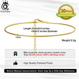 925 Silver 1mm Snake Chain Anklet 14K Plated Ankle Jewelry for Women