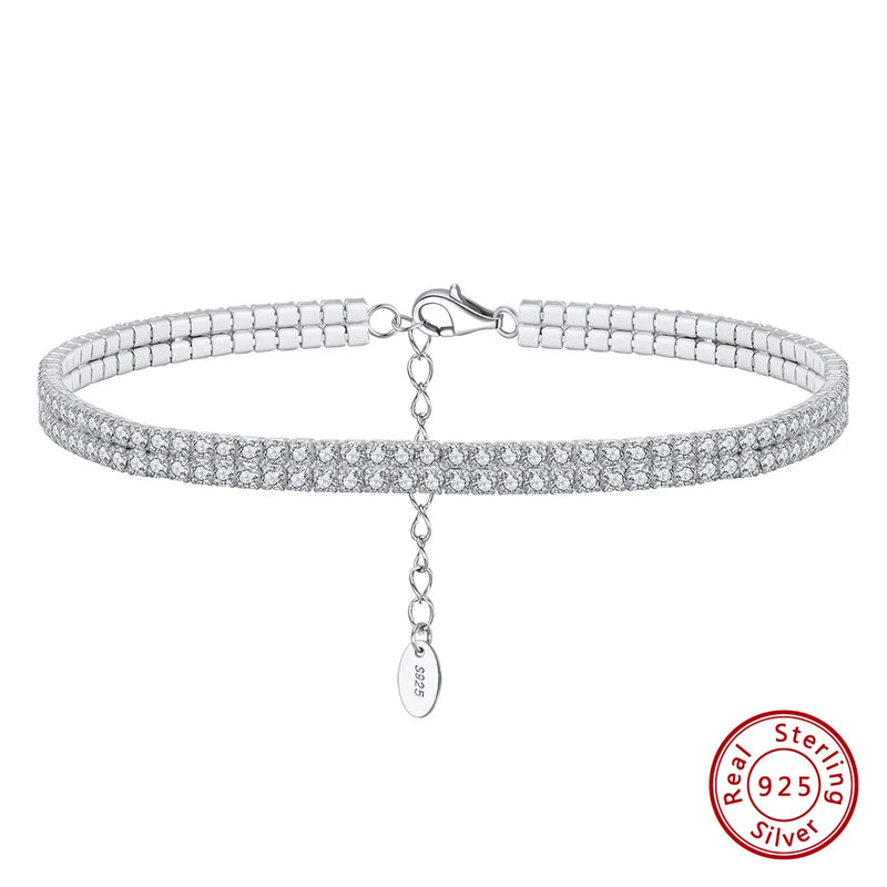 925 Silver CZ Tennis Ankle Bracelet SA20