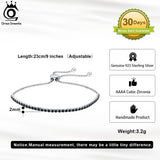 925 Silver 2mm Tennis Bracelet Women 5 Colors CZ Chain Jewelry SB149