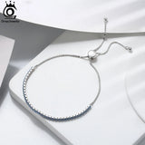 925 Silver 2mm Tennis Bracelet Women 5 Colors CZ Chain Jewelry SB149