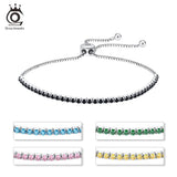 925 Silver 2mm Tennis Bracelet Women 5 Colors CZ Chain Jewelry SB149