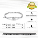 925 Silver 2mm Tennis Bracelet Princess Cut CZ Chain Jewelry