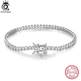 925 Silver 2mm Tennis Bracelet Princess Cut CZ Chain Jewelry