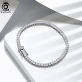 925 Silver 2mm Tennis Bracelet Princess Cut CZ Chain Jewelry