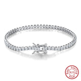 925 Silver 2mm Tennis Bracelet Princess Cut CZ Chain Jewelry