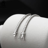 925 Silver 2mm Tennis Bracelet Princess Cut CZ Chain Jewelry