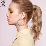 925 Sterling Silver Minimalist Round Ear Buckle Punk Hoop Earring