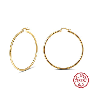 925 Sterling Silver Minimalist Round Ear Buckle Punk Hoop Earring