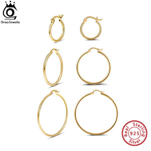 925 Sterling Silver Minimalist Round Ear Buckle Punk Hoop Earring