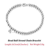 925 Silver Bead Ball Chain Bracelet for Women SB103