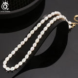 925 Silver Pearl Choker Necklace Freshwater Pearl Chain for Women Jewelry