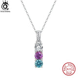 925 Silver 5mm CZ Pendant Necklace for Women - SN304