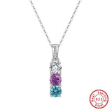 925 Silver 5mm CZ Pendant Necklace for Women - SN304