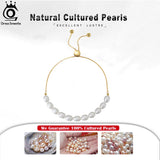 925 Silver Adjustable Pearl Bracelet for Women 14K Plated GPB13