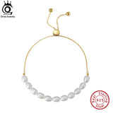 925 Silver Adjustable Pearl Bracelet for Women 14K Plated GPB13
