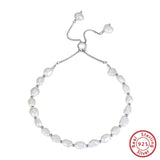 Sterling Silver Adjustable 14K Chain Pearl Bracelet