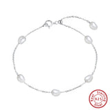 925 Silver Adjustable Bracelet Freshwater Pearl Chain 14K GPB08