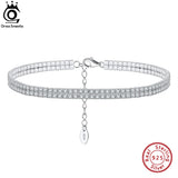 925 Silver Ankle Bracelet Clear CZ Tennis Foot Chain Jewelry