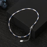 925 Silver Anklets for Women Clear&Blue Tennis Bracelet Leg Foot Chain SA19