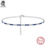 925 Silver Anklets for Women Clear&Blue Tennis Bracelet Leg Foot Chain SA19
