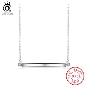 925 Sterling Silver Bar Pendant Necklaces Men/Women Sliver Necklace Lover's Gift