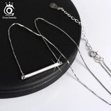 925 Sterling Silver Bar Pendant Necklaces Men/Women Sliver Necklace Lover's Gift
