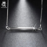 925 Sterling Silver Bar Pendant Necklaces Men/Women Sliver Necklace Lover's Gift