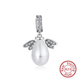 925 Silver Bead Charm Big Pearl Pendant for DIY Jewelry