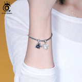 925 Silver Bead Charm Big Pearl Pendant for DIY Jewelry