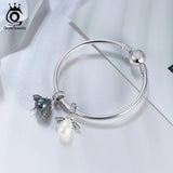 925 Silver Bead Charm Big Pearl Pendant for DIY Jewelry