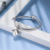 925 Silver Bead Charm Big Pearl Pendant for DIY Jewelry