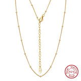 925 Silver Bead Chain Necklace 14K Plated Women's Jewelry