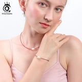 925 Silver Bracelet Red Garnet Pearl Women Girls Gift